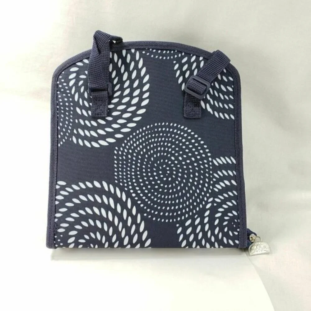DMC Stitchbow Needlework Organizer Travel Bag Dark Navy White Print‎ New
